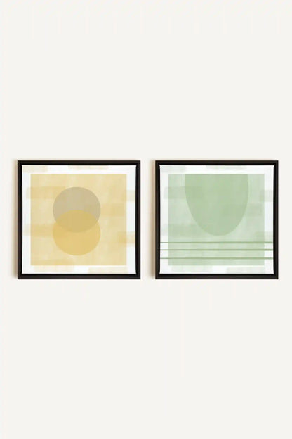 DUO ÉQUILIBRE ESTIVAL, 2 Works on stretched canvas, black framed