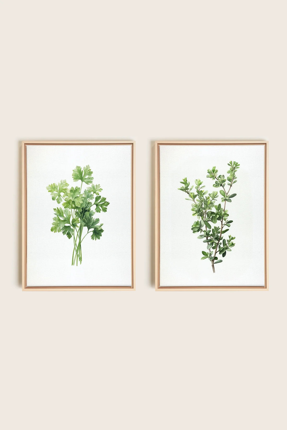 DUO FINES HERBES, 2 Artworks on stretched canvas, framed Natural Light