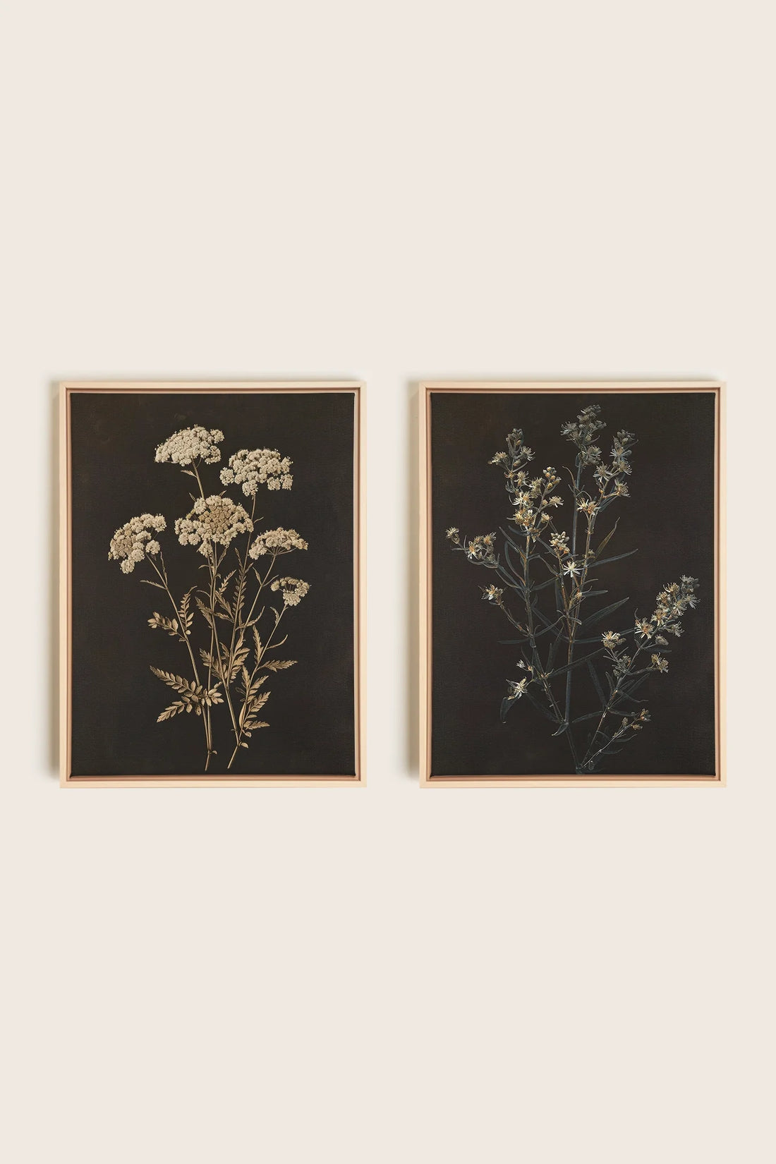DUO FLEURS PRÉCIEUSES, 2 Artworks on stretched canvas, framed Natural Light