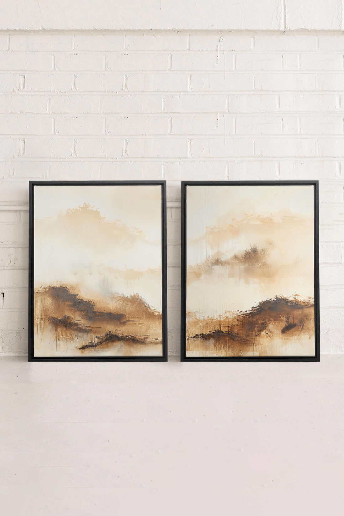 OLEKA CANVAS - AMBER WAVES DUO, 2 Oeuvres sur toile étirée, encadré Noir