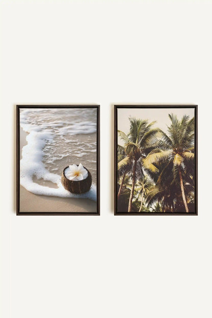DUO SABLE &amp; COCO, 2 Works on stretched canvas, framed in Walnut Brown