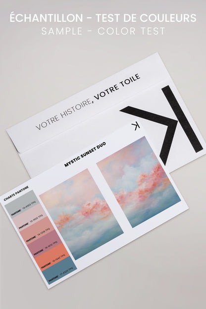 OLEKA CANVAS - MYSTIC SUNSET DUO, 2 Oeuvres sur toile étirée, encadré Naturel Clair