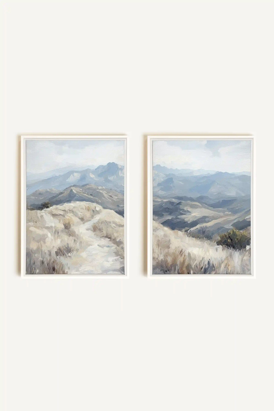 ECLIPSED VALLEYS DUO, 2 Oeuvres sur toile étirée, encadré Blanc