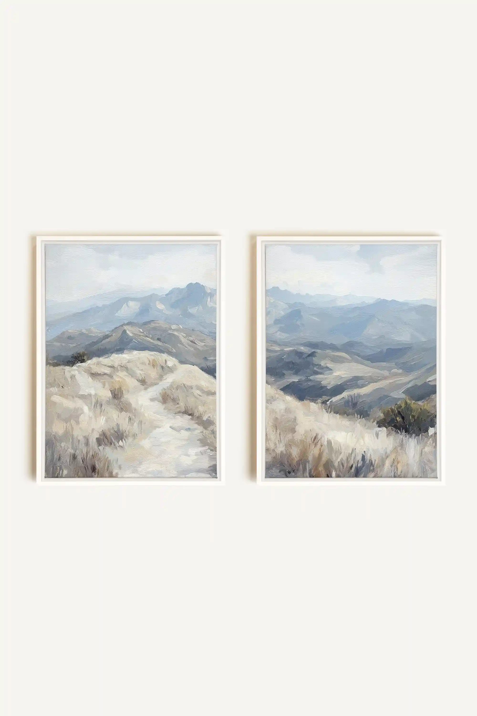 ECLIPSED VALLEYS DUO, 2 Oeuvres sur toile étirée, encadré Blanc