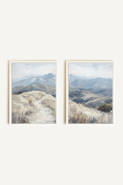 ECLIPSED VALLEYS DUO, 2 Oeuvres sur toile étirée, encadré Blanc
