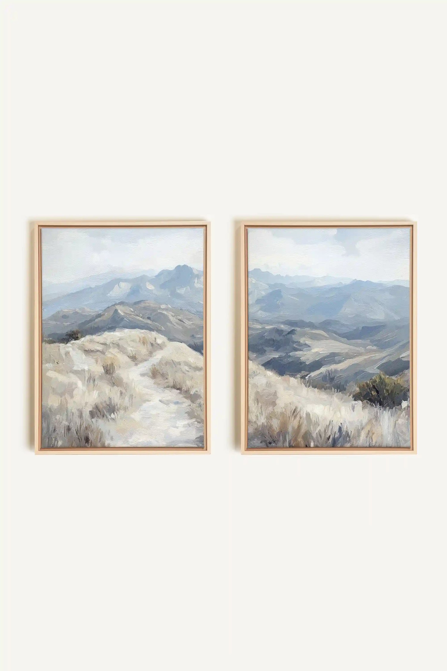 ECLIPSED VALLEYS DUO, 2 Oeuvres sur toile étirée, encadré Naturel Clair