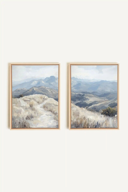 ECLIPSED VALLEYS DUO, 2 Oeuvres sur toile étirée, encadré Naturel Clair