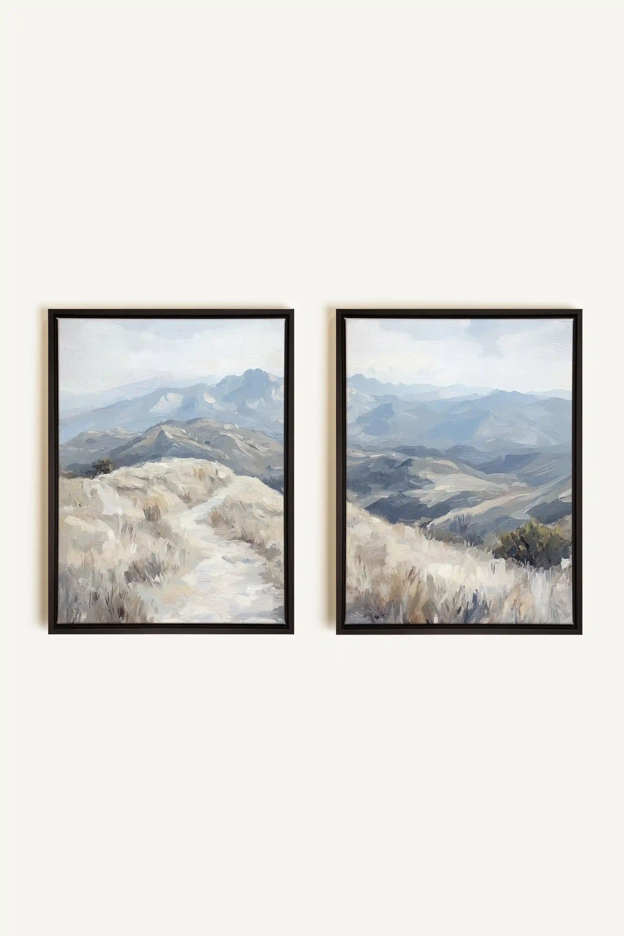 ECLIPSED VALLEYS DUO, 2 Oeuvres sur toile étirée, encadré Noir