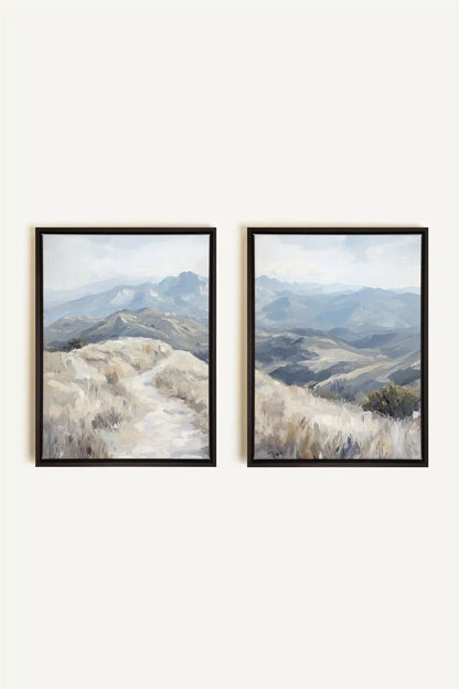 ECLIPSED VALLEYS DUO, 2 Oeuvres sur toile étirée, encadré Noir