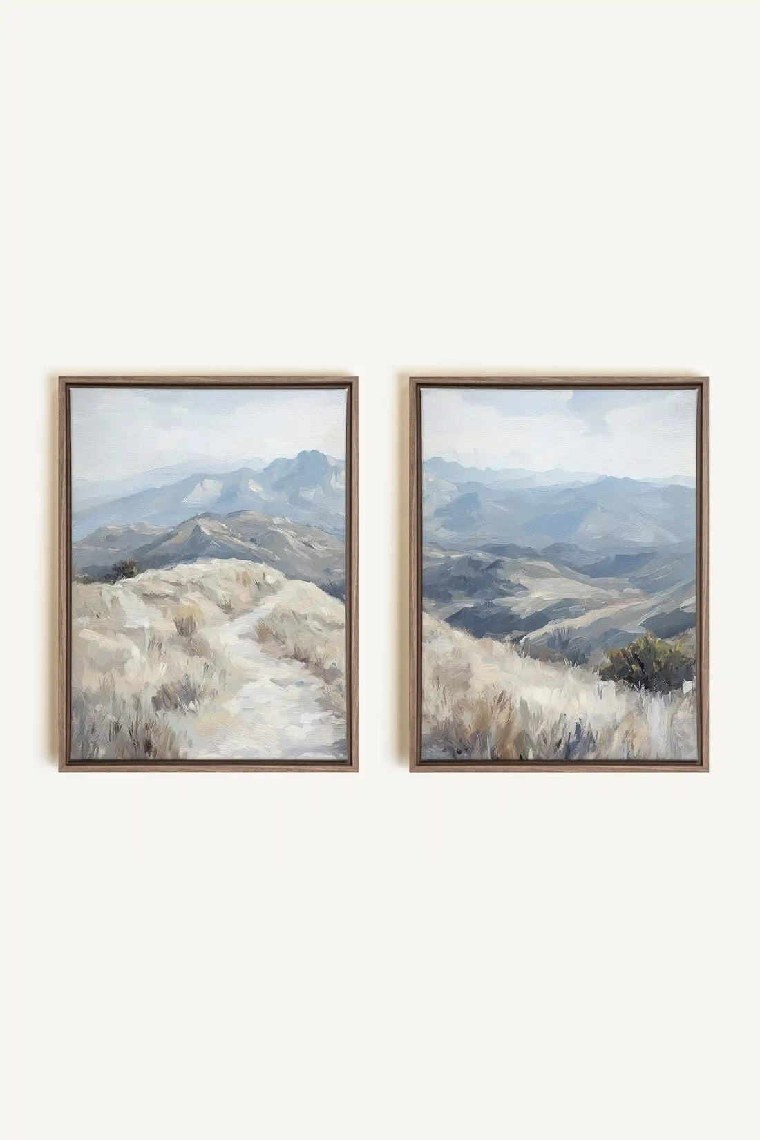 ECLIPSED VALLEYS DUO, 2 Oeuvres sur toile étirée, encadré Brun Chêne