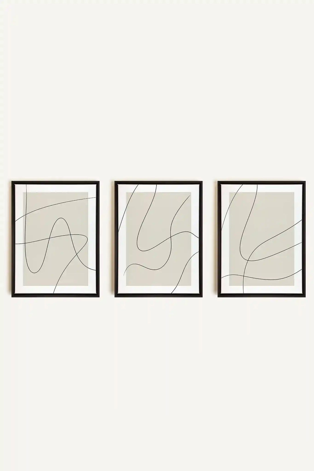 ELEGANT CURVES TRIO, 3 Oeuvres sur toile étirée, encadré Noir