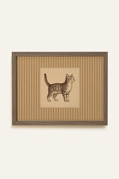 OLD SOUL CAT, Oeuvre sur toile rigide, encadré brun chêne