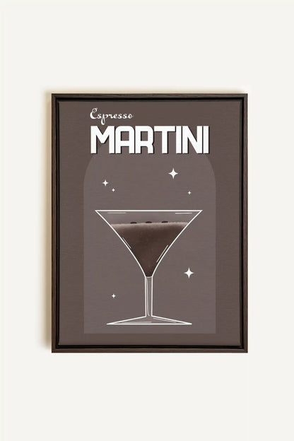 ESPRESSO MARTINI, Artwork on stretched canvas, framed in Walnut Brown