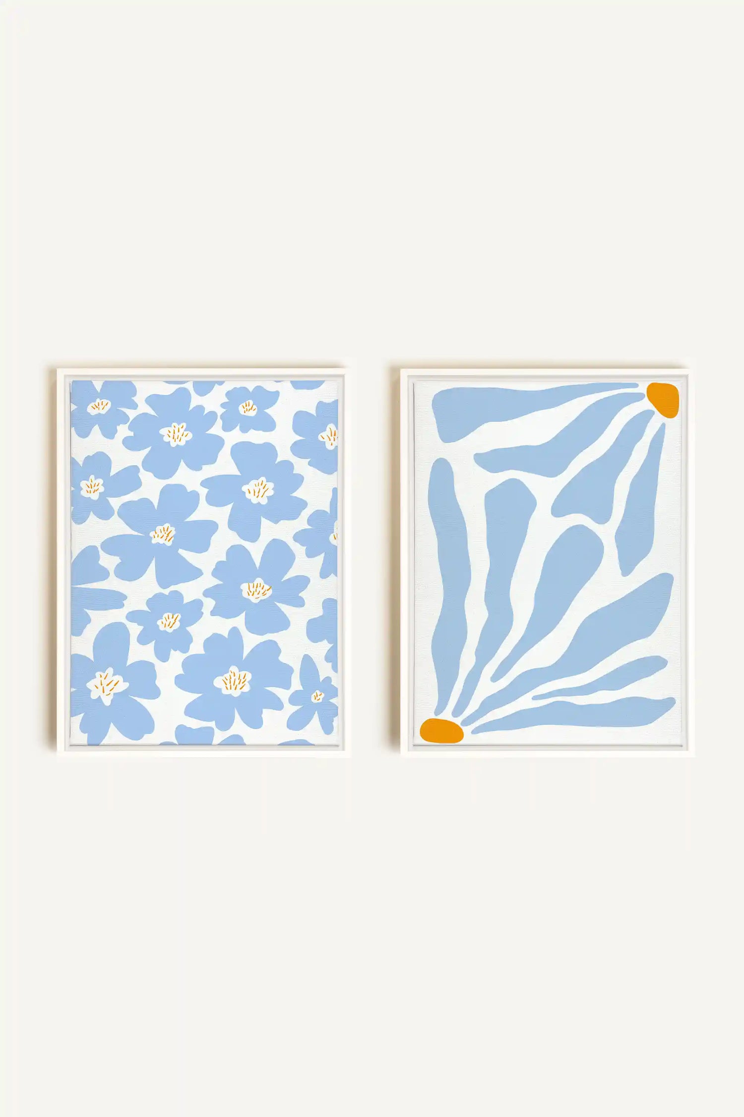FANTAISIE BOTANIQUE, 2 Works on stretched canvas, framed in white