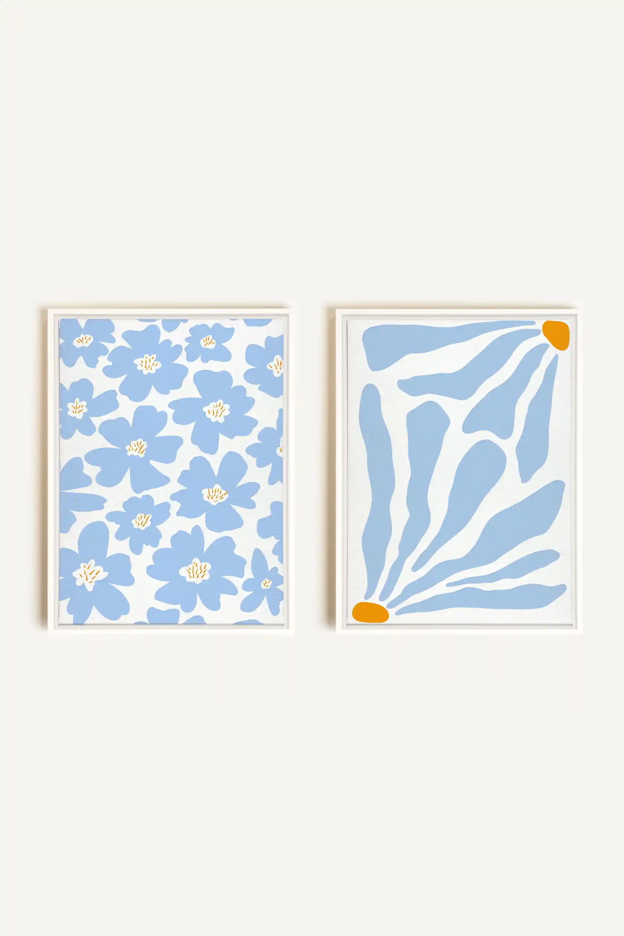FANTAISIE BOTANIQUE, 2 Works on stretched canvas, framed in white