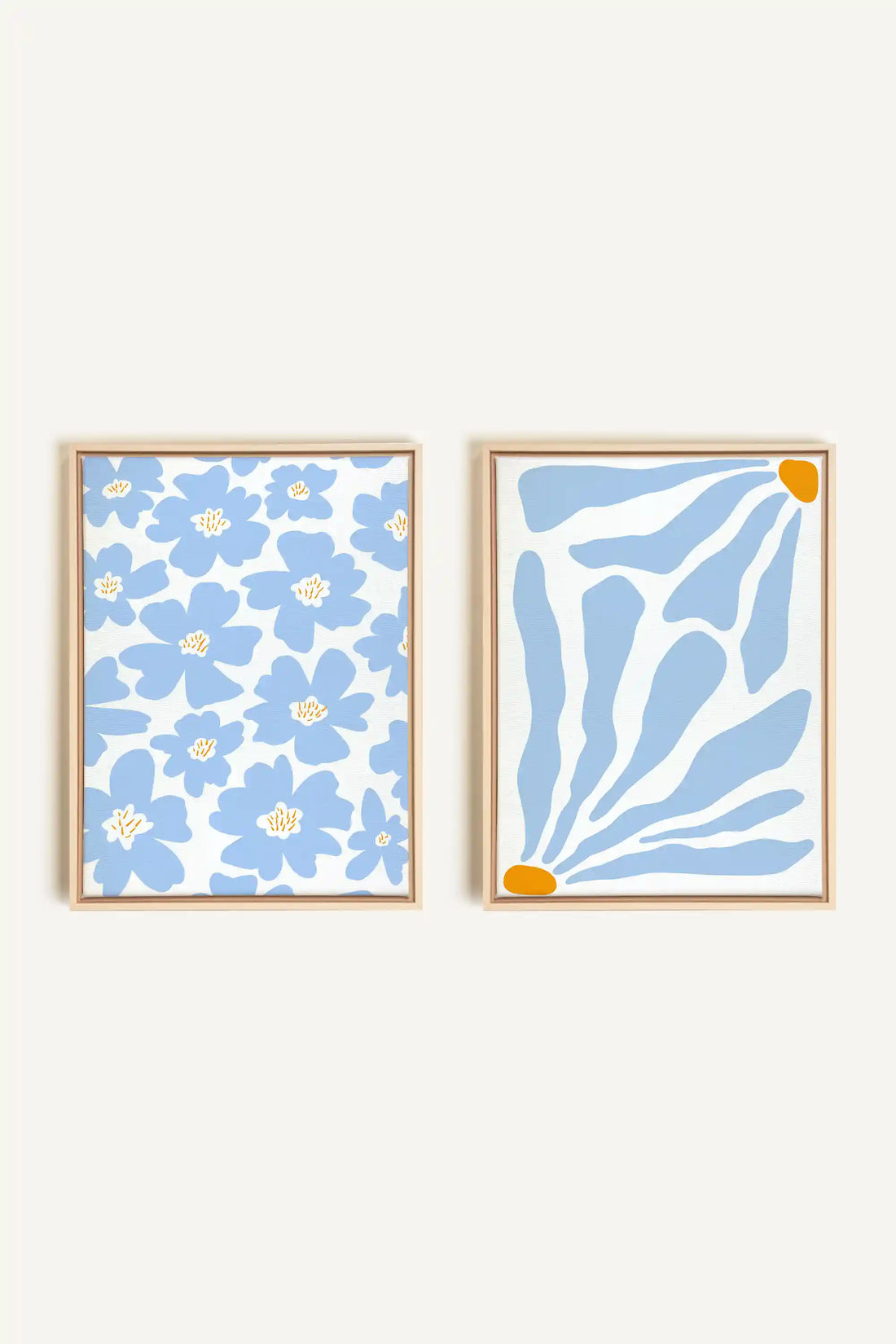 FANTAISIE BOTANIQUE, 2 Artworks on stretched canvas, framed Natural Light