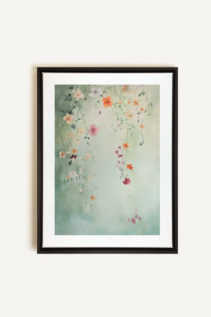 FLORAL CASCADE, Artwork on stretched canvas, framed in black