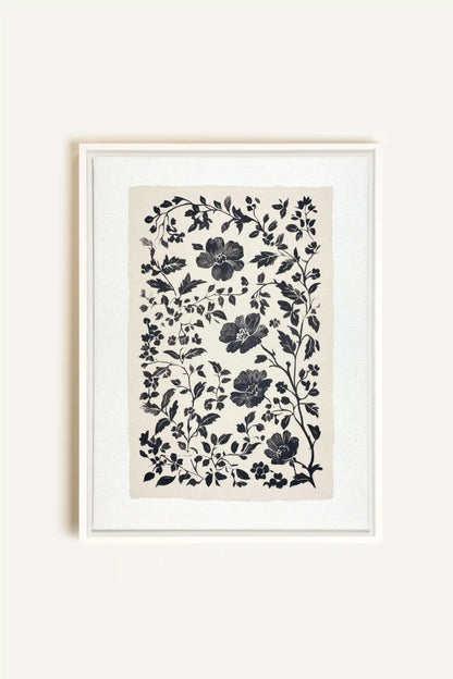 FLORAL SHADOW, Oeuvre sur toile étirée, encadré Blanc