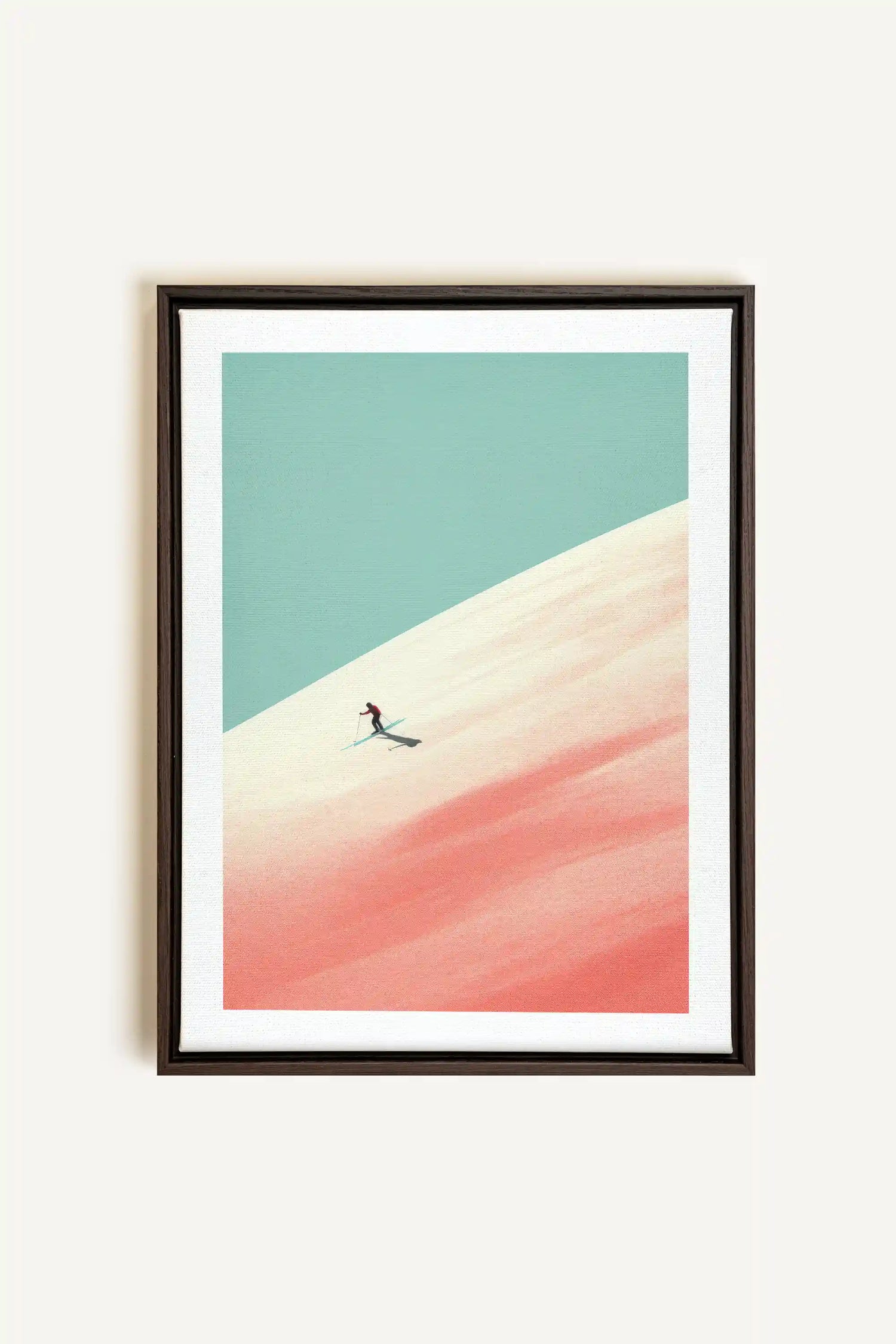Frosty Glide, Artwork on stretched canvas, framed in Walnut Brown