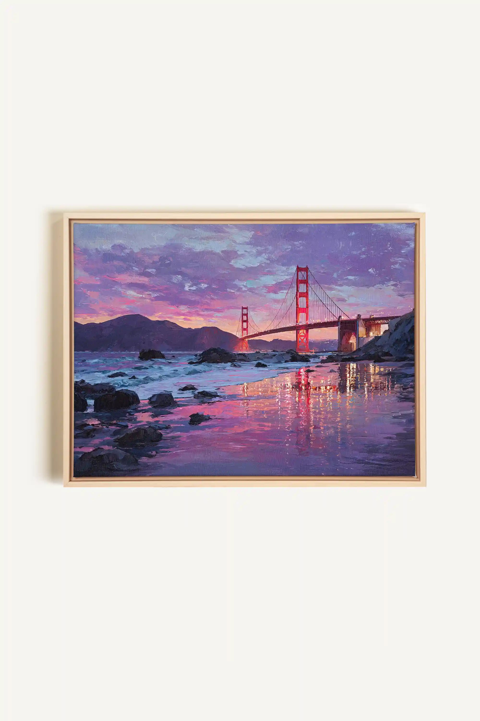 GOLDEN GLOW, Artwork on stretched canvas, framed Natural Light