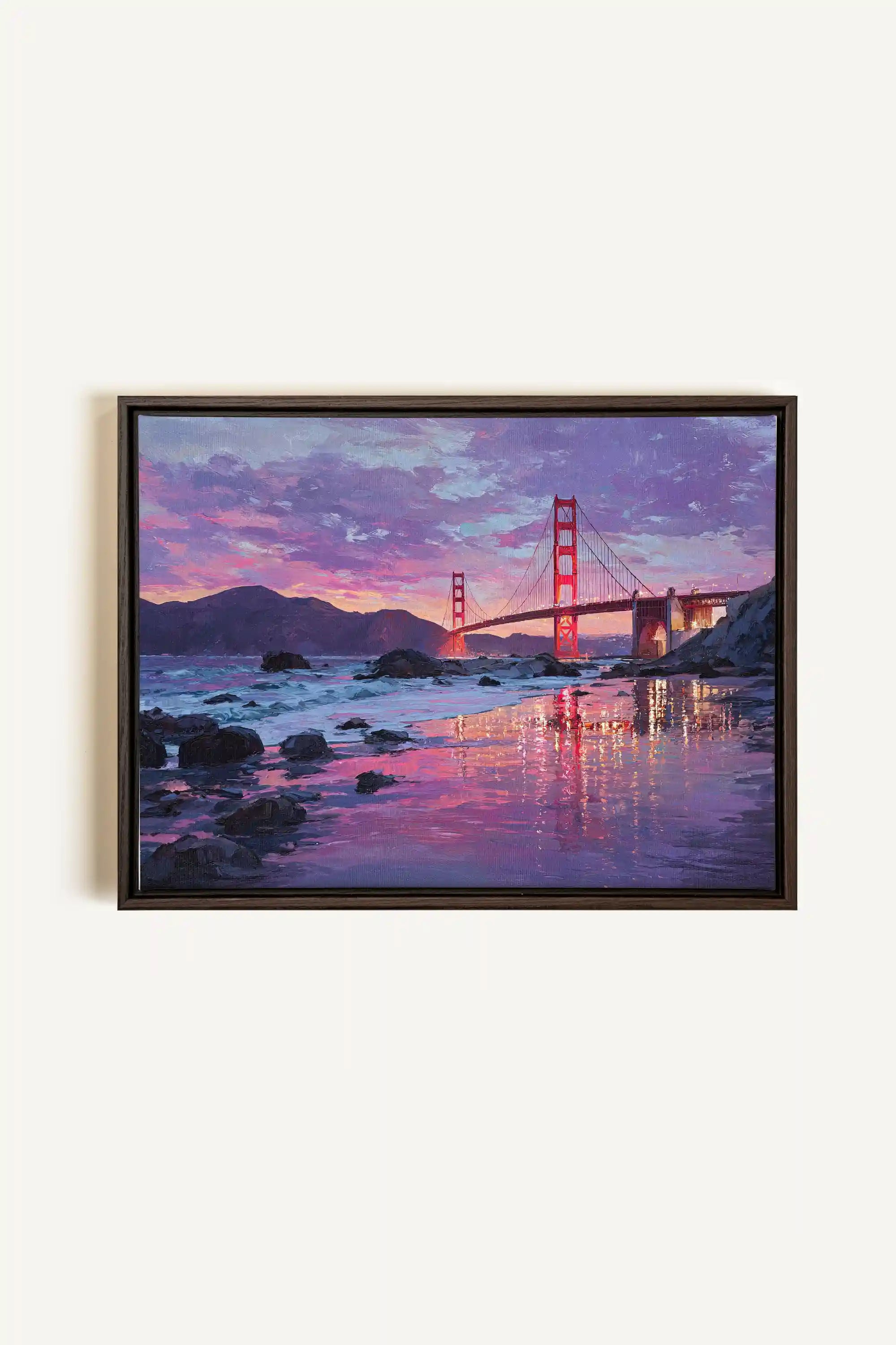 GOLDEN GLOW, Artwork on stretched canvas, framed in Walnut Brown