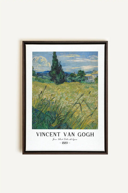 GREEN WHEAT FIELD, Oeuvre sur toile étirée, encadré Brun Noyer