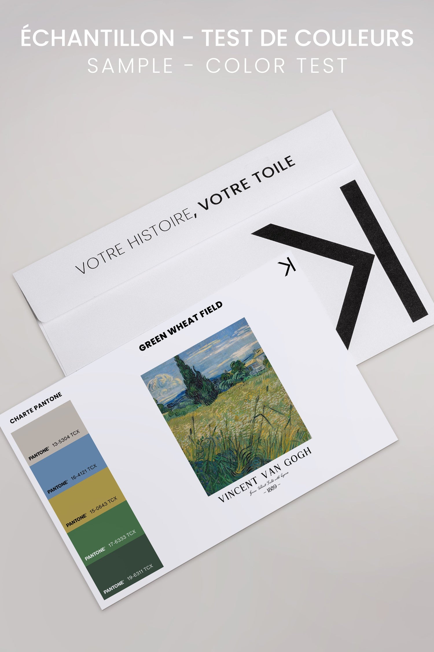 OLEKA CANVAS - GREEN WHEAT FIELD, Oeuvre sur toile étirée, encadré Brun Chêne