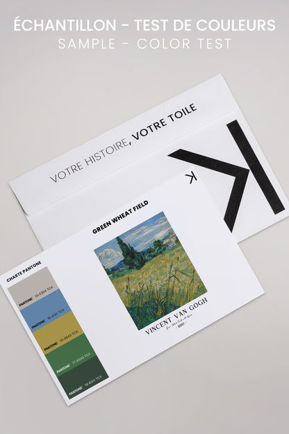 OLEKA CANVAS - GREEN WHEAT FIELD, Oeuvre sur toile étirée, encadré Brun Chêne