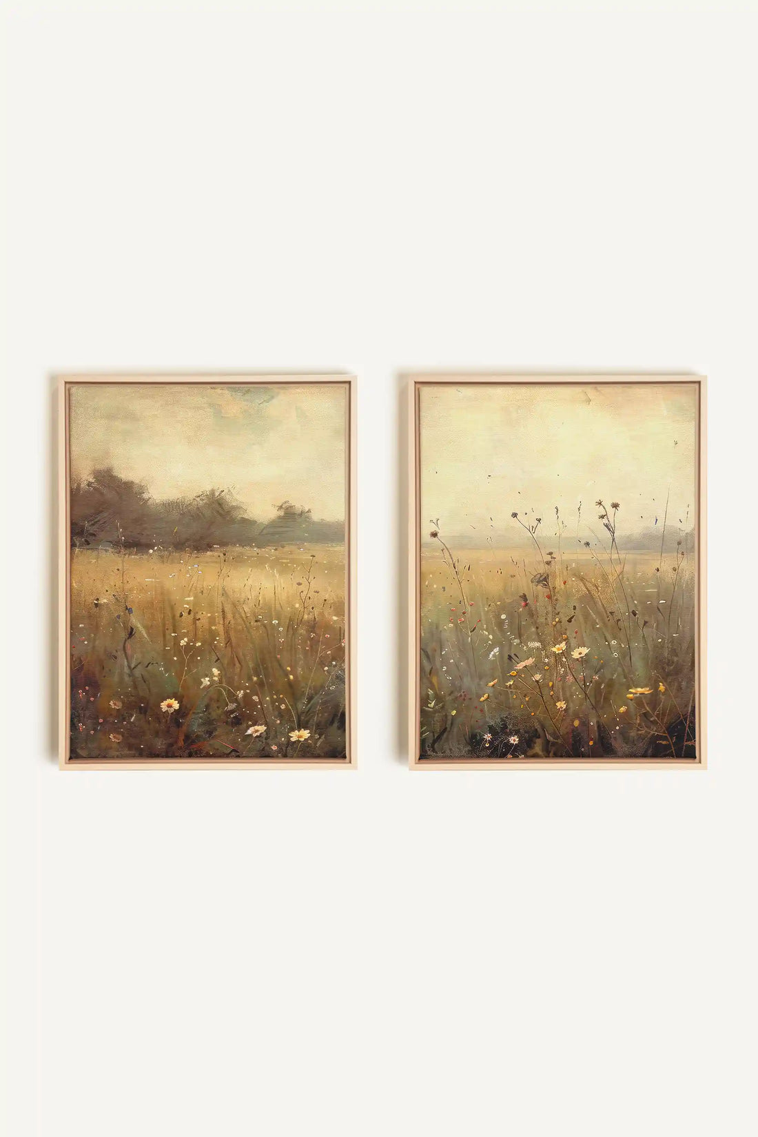 COMBINAISON GREENSCAPE, 2 Artworks on stretched canvas, framed Natural Light
