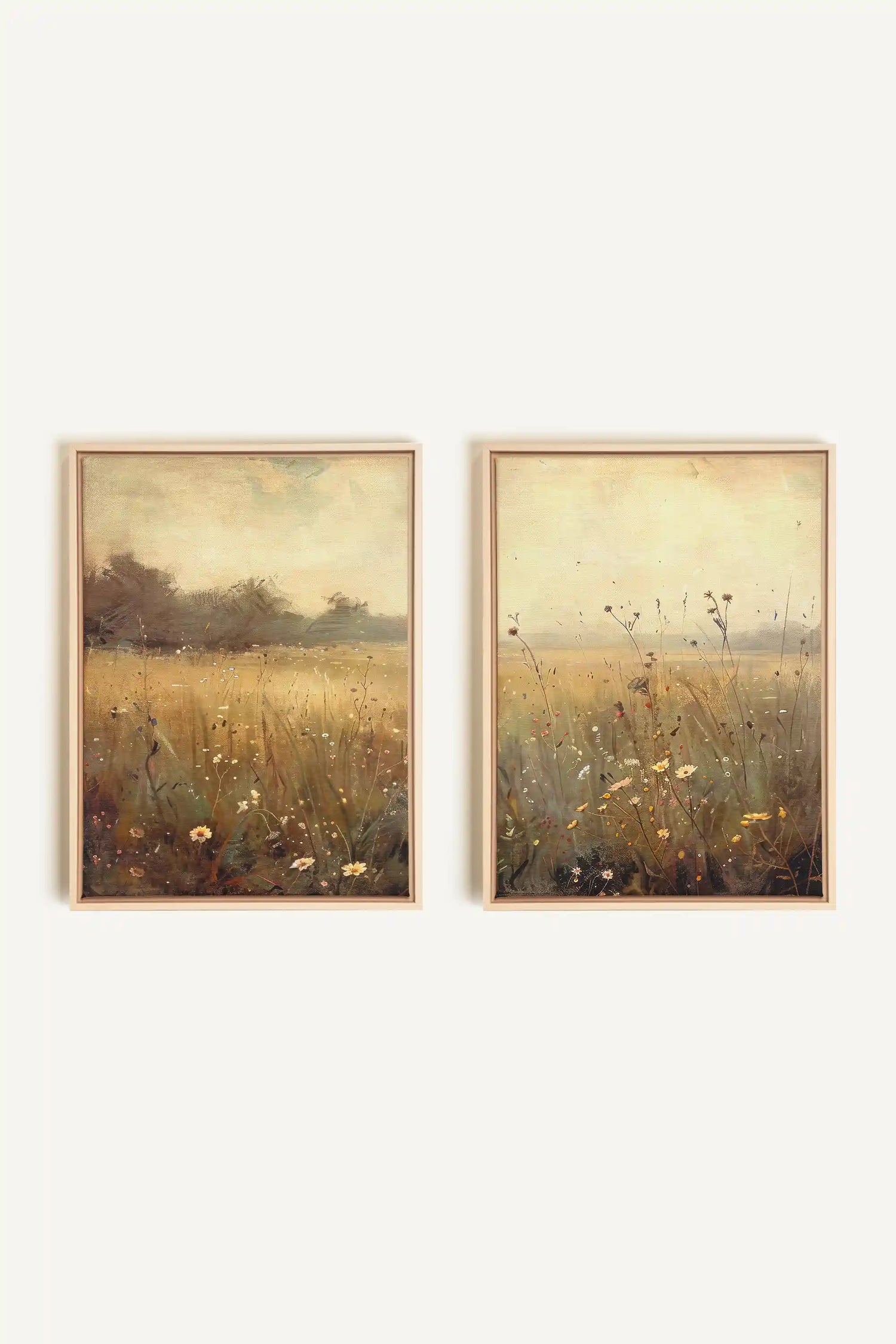 COMBINAISON GREENSCAPE, 2 Oeuvres sur toile étirée, encadré Naturel Clair