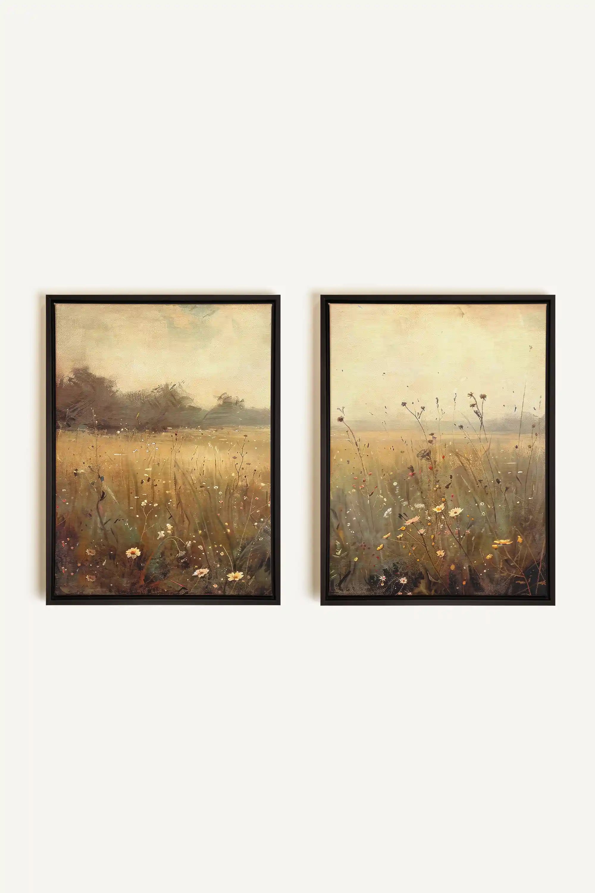 COMBINAISON GREENSCAPE, 2 Works on stretched canvas, black framed