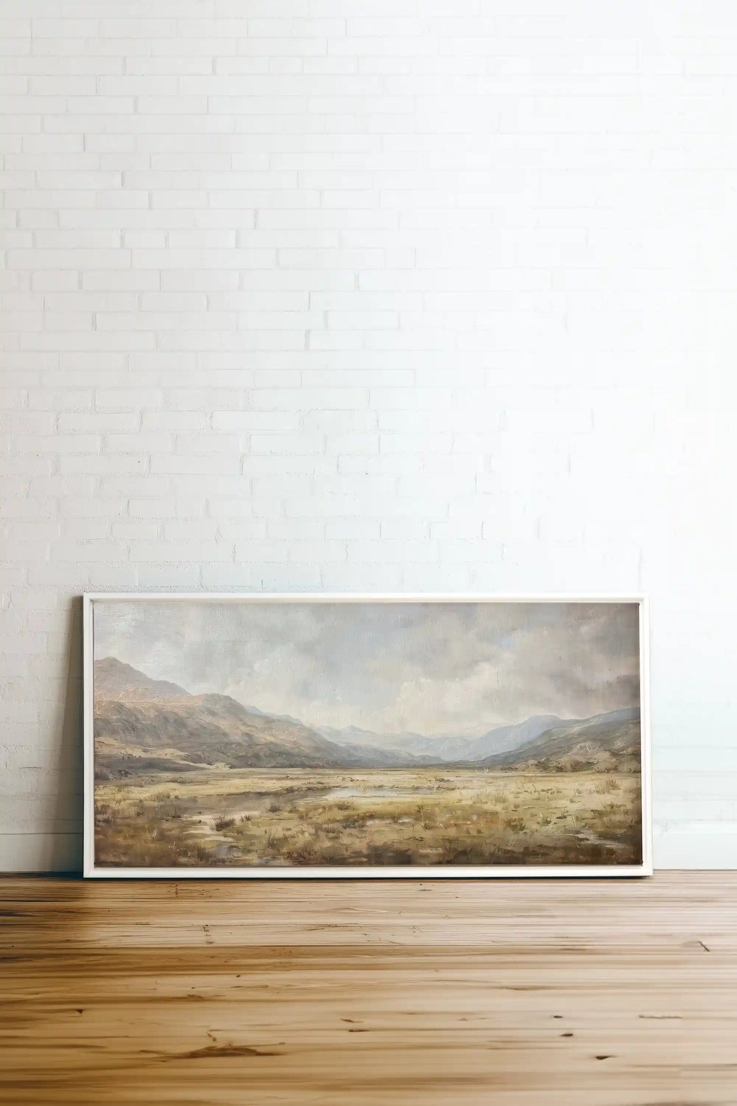 Highland Mist, Artwork on stretched canvas, framed in white