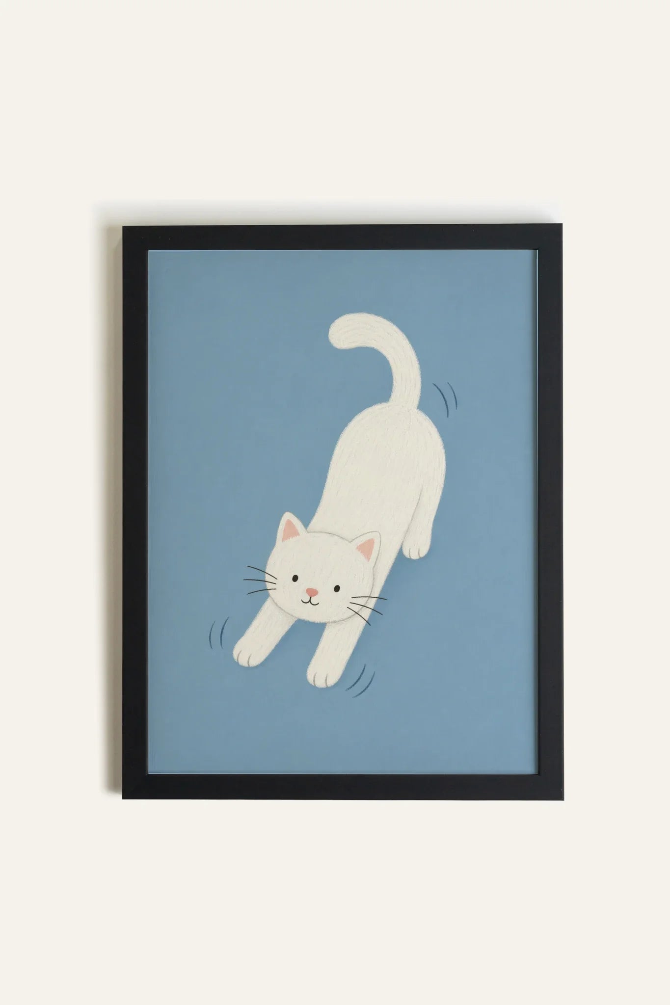 HAPPY KITTEN, Oeuvre sur toile rigide, encadré Noir