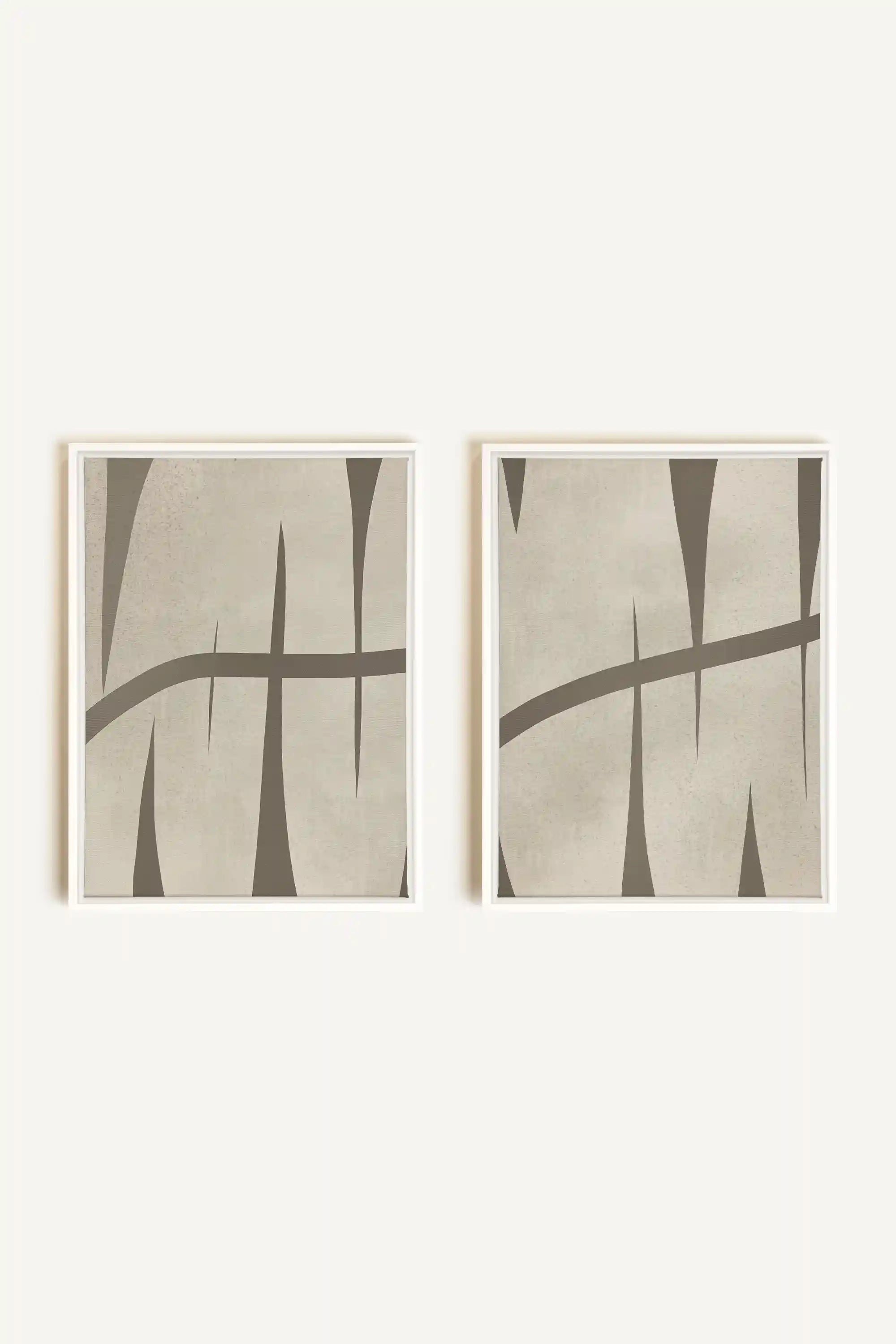 INTERTWINE DUO, 2 Works on stretched canvas, framed in white