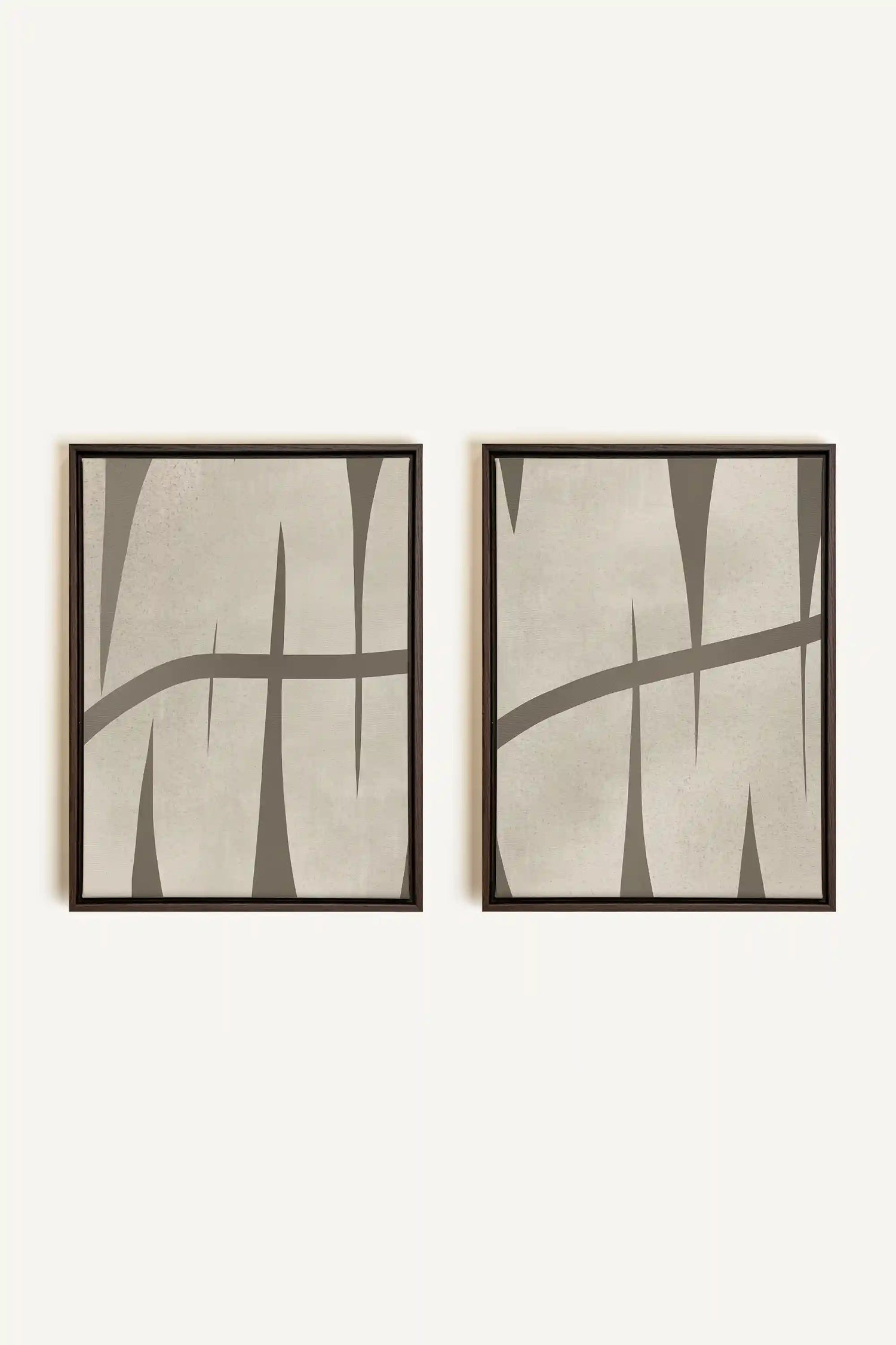 INTERTWINE DUO, 2 Works on stretched canvas, framed in Walnut Brown