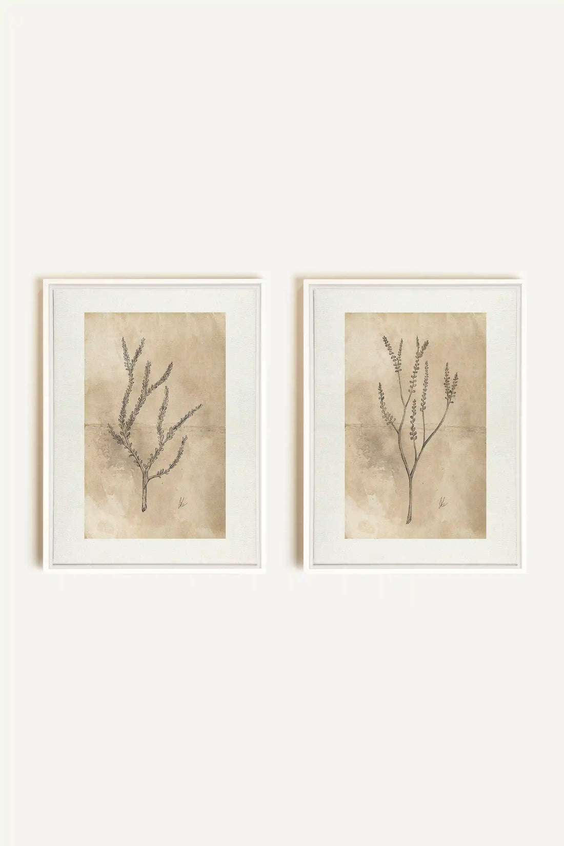 COMBINAISON JADE WILSON, 2 Oeuvres sur toile étirée, encadré Blanc