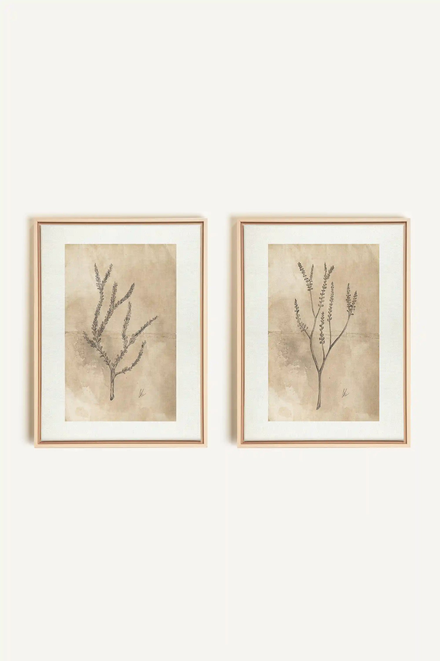 COMBINAISON JADE WILSON, 2 Oeuvres sur toile étirée, encadré Naturel Clair