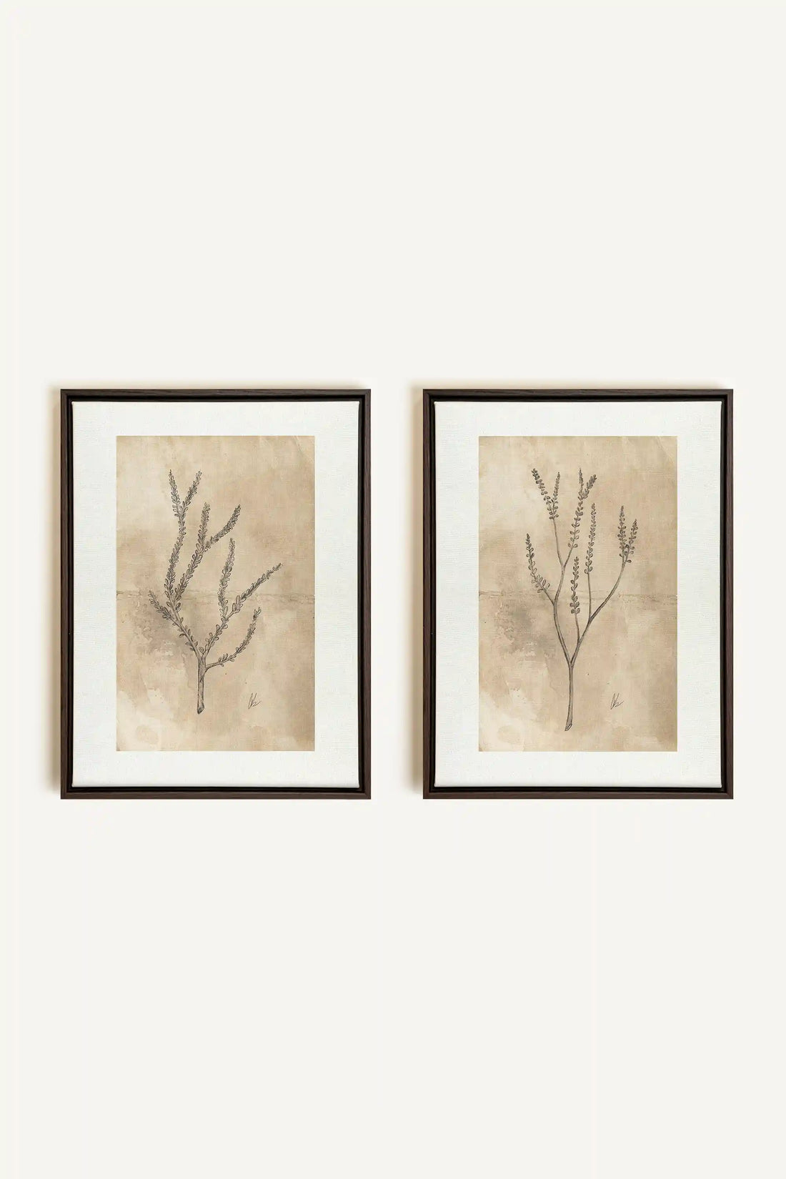 COMBINAISON JADE WILSON, 2 Oeuvres sur toile étirée, encadré Brun Noyer