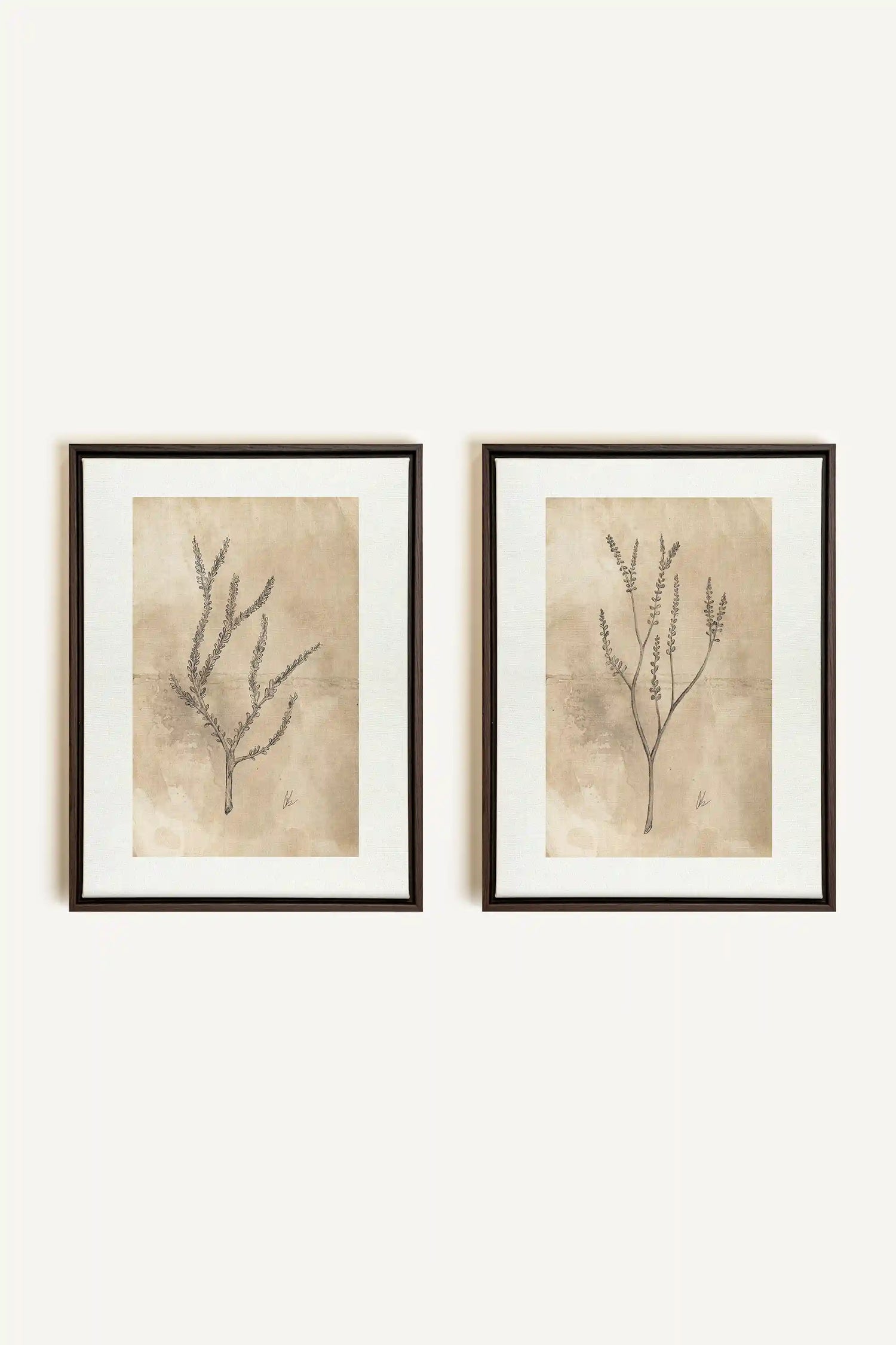 COMBINAISON JADE WILSON, 2 Oeuvres sur toile étirée, encadré Brun Noyer