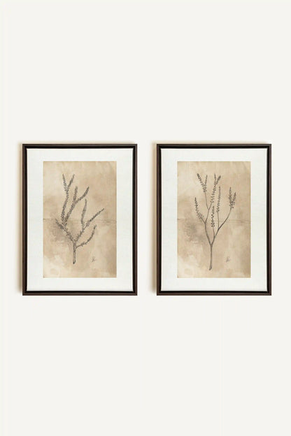 COMBINAISON JADE WILSON, 2 Oeuvres sur toile étirée, encadré Brun Noyer