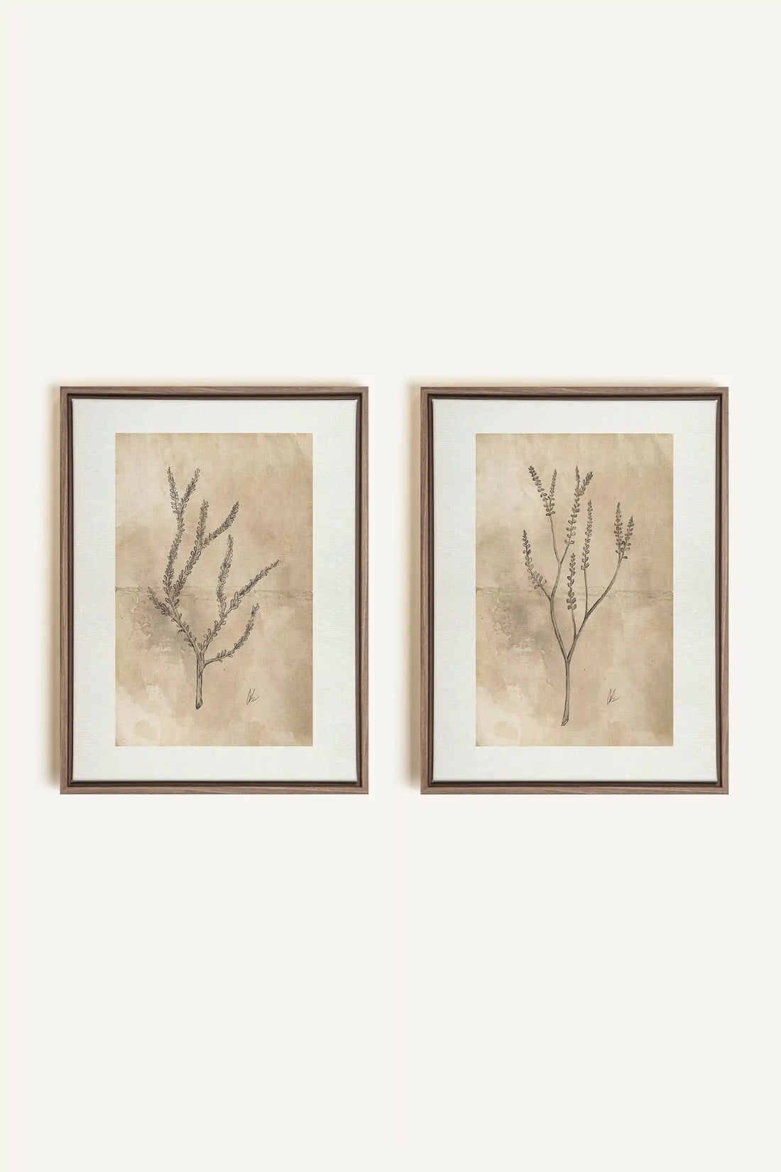 COMBINAISON JADE WILSON, 2 Oeuvres sur toile étirée, encadré Brun Chêne