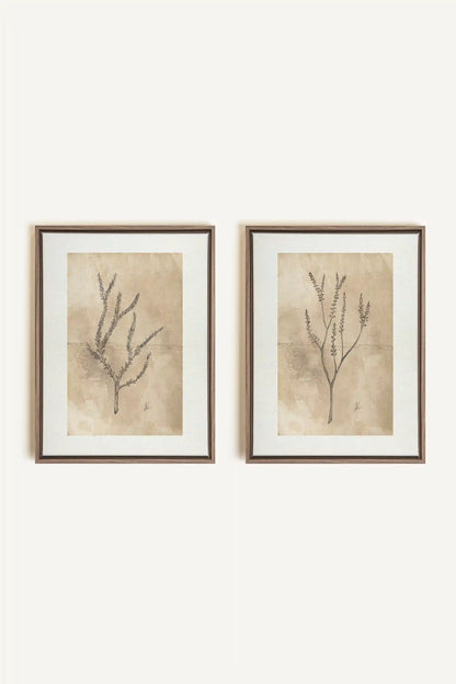 COMBINAISON JADE WILSON, 2 Works on stretched canvas, framed Oak Brown