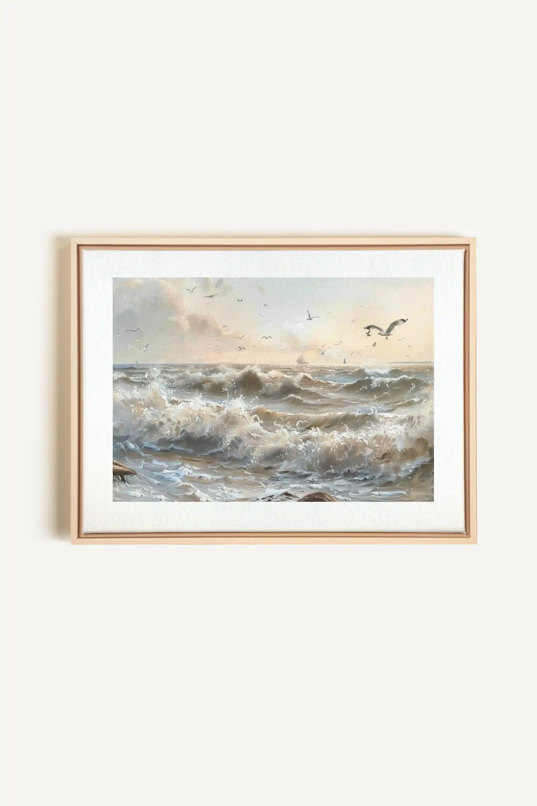 JOURNEY OF WAVES, Oeuvre sur toile étirée, encadré Naturel Clair