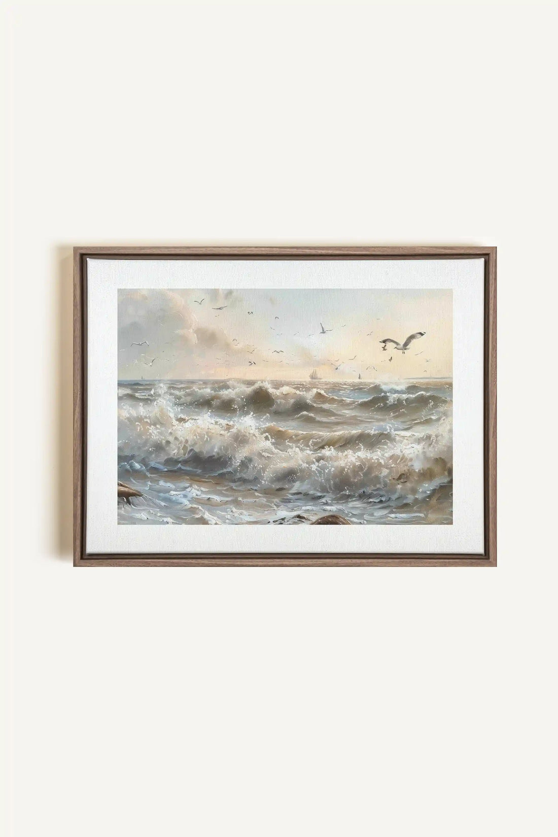 JOURNEY OF WAVES, Oeuvre sur toile étirée, encadré Brun Chêne