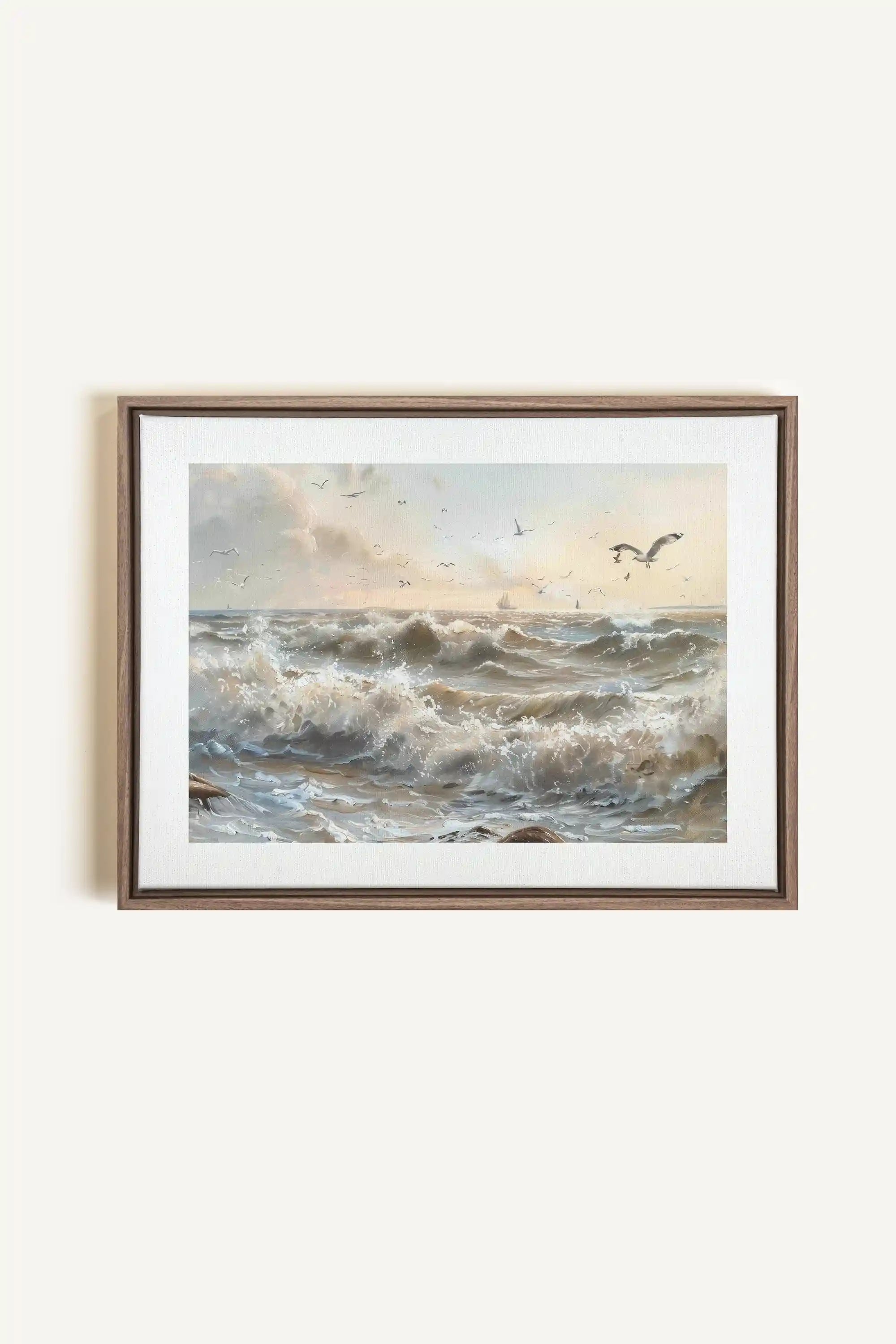 JOURNEY OF WAVES, Oeuvre sur toile étirée, encadré Brun Chêne