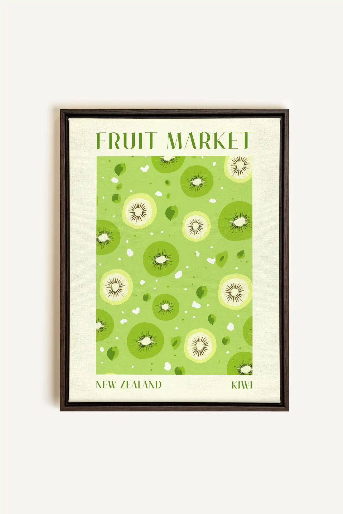 KIWI, Oeuvre sur toile étirée, encadré Brun Noyer