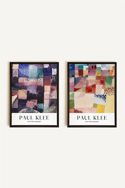 DUO PAUL KLEE, 2 Works on stretched canvas, black framed