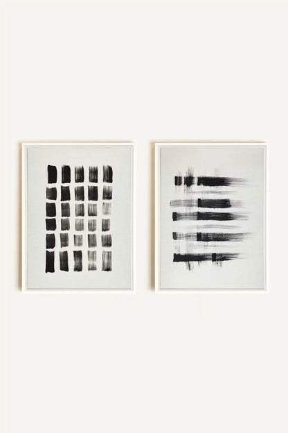 LINEAR CONTRAST DUO, 2 Works on stretched canvas, framed in white