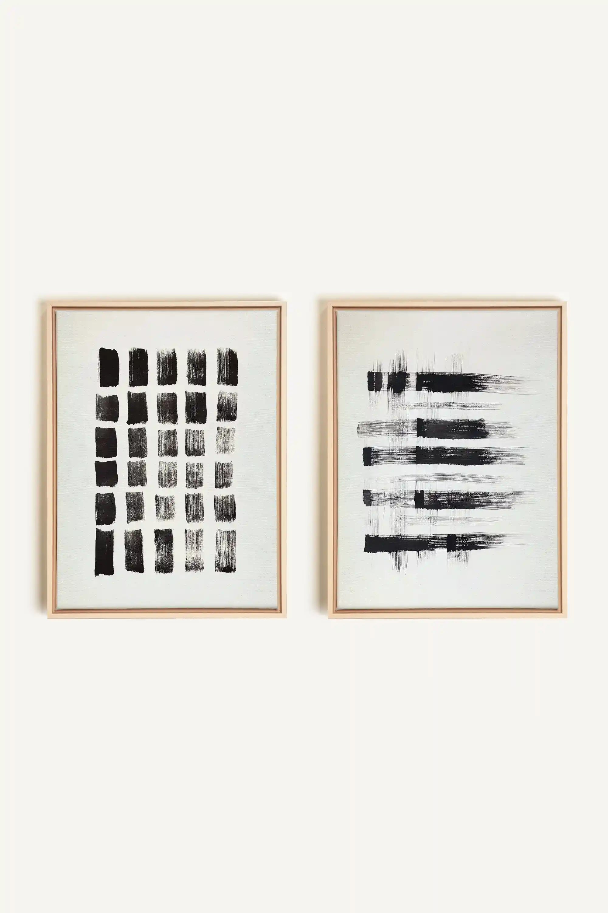 LINEAR CONTRAST DUO, 2 Oeuvres sur toile étirée, encadré Naturel Clair