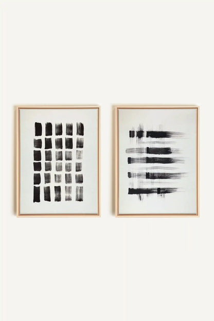 LINEAR CONTRAST DUO, 2 Oeuvres sur toile étirée, encadré Naturel Clair